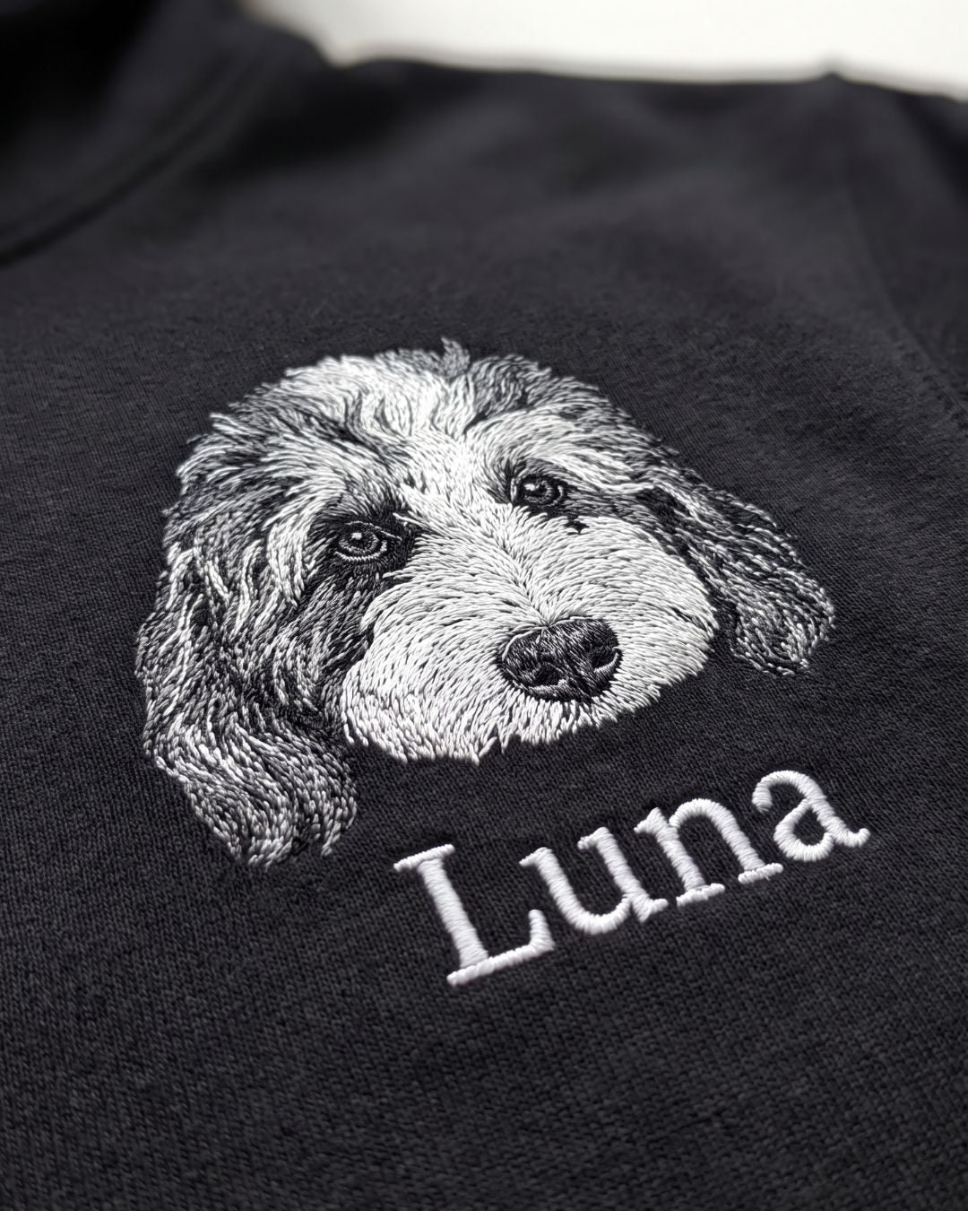Embroidered pet portrait hoodie in another color