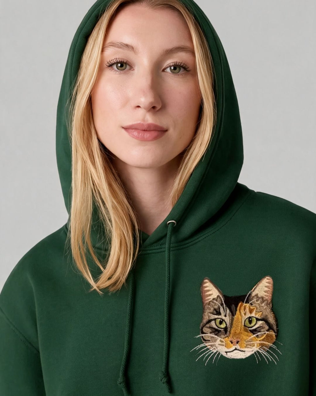 Close-up of the realistic embroidery stitching