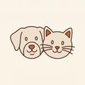 Illustrated dog and cat faces side by side