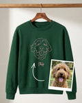 Crewneck sweatshirt with a minimalist single-line embroidered pet portrait