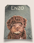 Fleece blanket with an artistic pet portrait and name