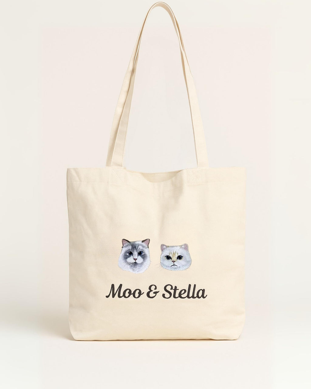 Close-up of the pet embroidery on the tote